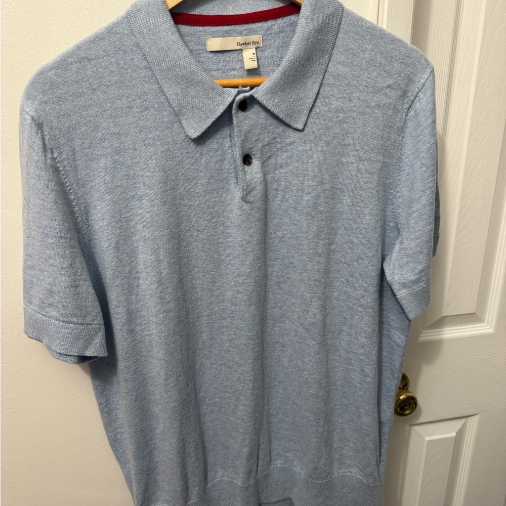 Men's Light Blue Sweater Polo Shirt